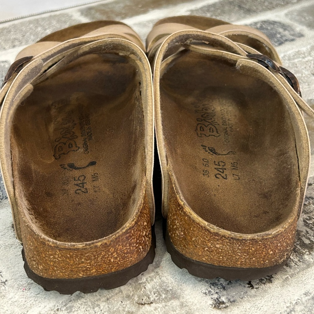 Birki’s by Birkenstock Calais Tan Strappy Sandals Narrow Width - Picture 4 of 7
